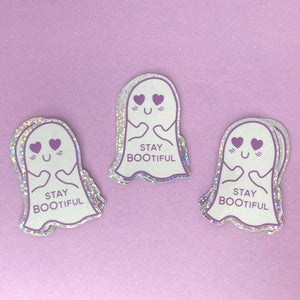 Holographic Bootiful Ghost Sticker